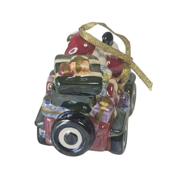 2004 Santa in a Car Porcelain Christmas Ornament - Picture 4 of 5